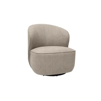 Fauteuil design pivotant en tissu effet velours texturé taupe AMBER