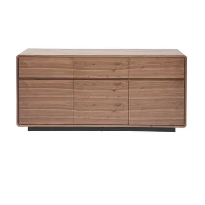 Buffet design en bois foncé noyer 3 portes 3 tiroirs L160 cm JAKO