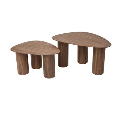 Tables basses gigognes design en bois foncé (lot de 2) FOLEEN