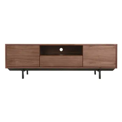 Meuble TV vintage en bois foncé niche ouverte L160 cm MANNY