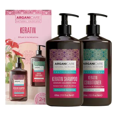 Coffret shampoing & après-shampoing réparateur & fortifiant - Kératine - 4 x 100 ml