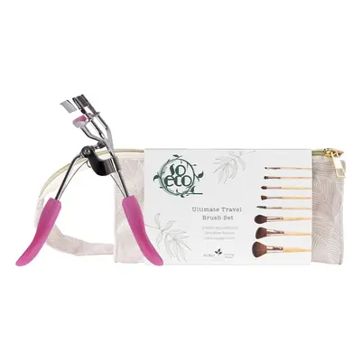 Set de 8 pinceaux de maquillage, trousse & recourbe-cils