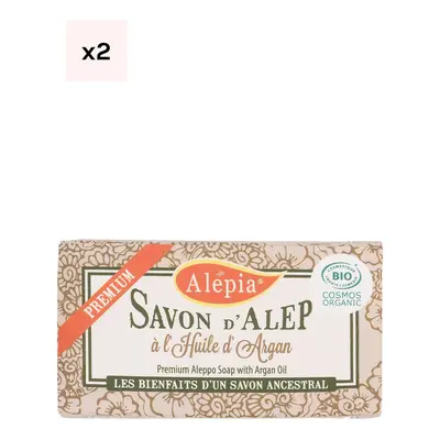 Savons d'Alep bio hydratants à l’huile d’argan - Visage, corps & cheveux - 2 x 125 g