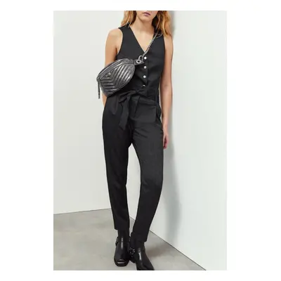 Pantalon carotte taille haute Anthracite - IKKS