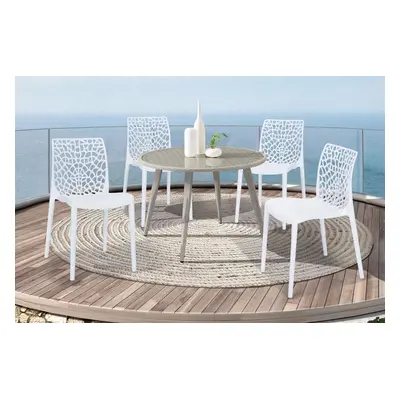 4 chaises de jardin empilables Dahlia - Blanc