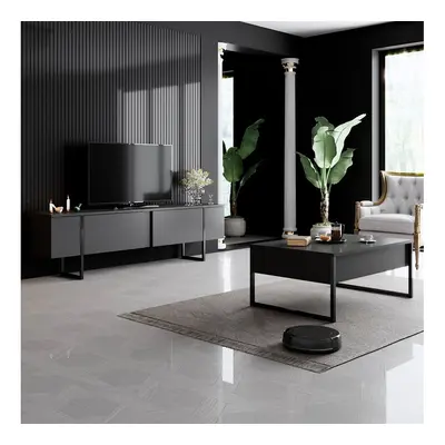 Ensemble salon meuble TV et table basse Luxe Set  - Anthracite