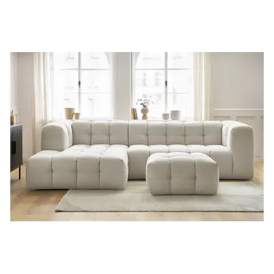 Canapé d'angle gauche avec pouf Cloud Beige