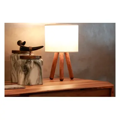 Lampe à poser Ayd en bois - Marron et écru