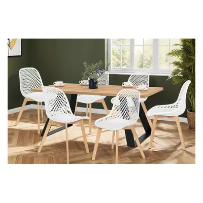 6 chaises Maelle - Blanc et naturel