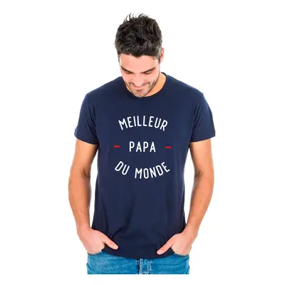 T-shirt en coton biologique Meilleur papa au monde - Bleu marine