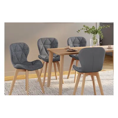 4 chaises Gladys - Gris et naturel