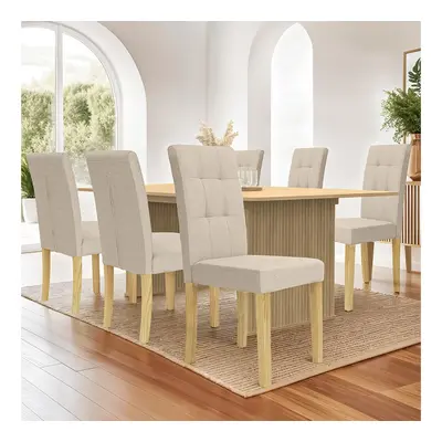 6 chaises Polly - Gris clair et naturel