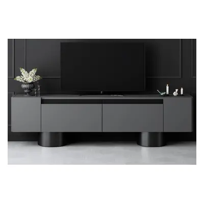 Meuble TV 2 abattants Bohem - Anthracite et noir