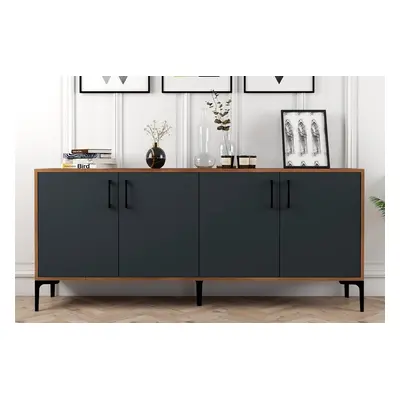 Buffet 4 portes Anthracite et imitation bois