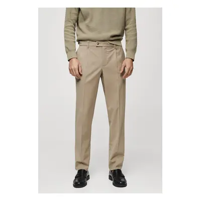 Pantalon laine froide détail pinces - Beige