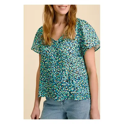 Top en lin  Bleu - One Step - IKKS