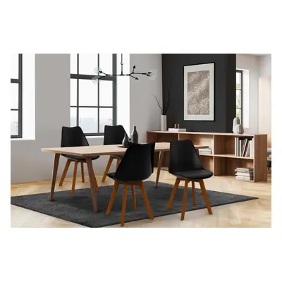 4 chaises Brava Naturel et noir