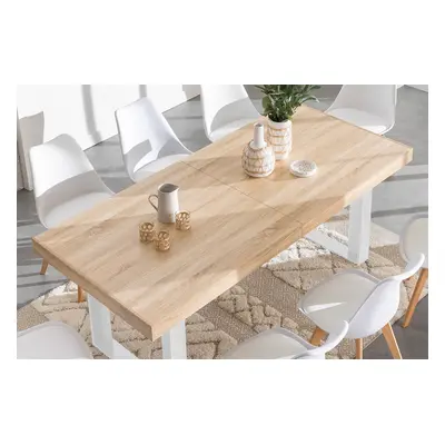 Table extensible Brixton - Imitation bois et blanc