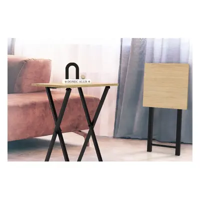 2 tables d'appoint pliantes Memphis - Naturel et noir