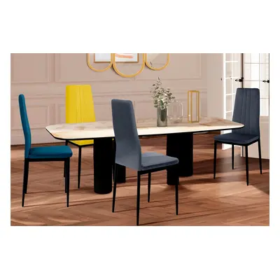 4 chaises Jade - Gris, bleu canard et jaune