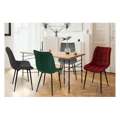 4 chaises contemporaines Melinda -  Bleu, gris clair, gris foncé et bordeaux