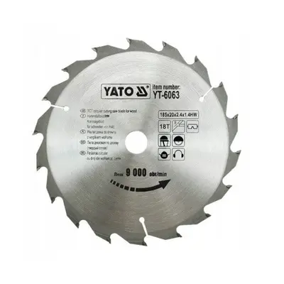 YATO Lame de scie circulaire Ø185 mm - 18 T - diamètre intérieur 20 mm