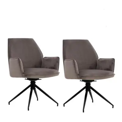 Collectables Set de 2 chaises de salle à manger - pivotantes - 57 x 63 x 90 cm - velours anthrac