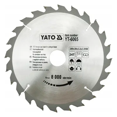 YATO Lame de scie circulaire Ø200 mm - 24T - diamètre intérieur 30 mm