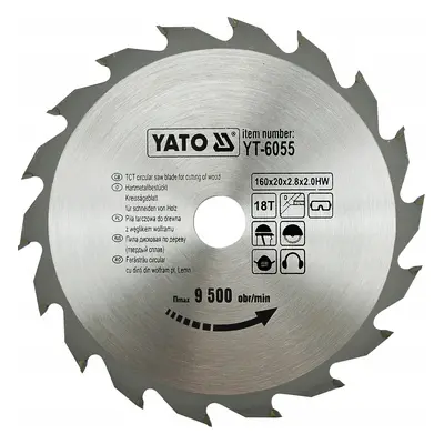 YATO Lame de scie circulaire Ø160 mm - 18 T - diamètre intérieur 20 mm