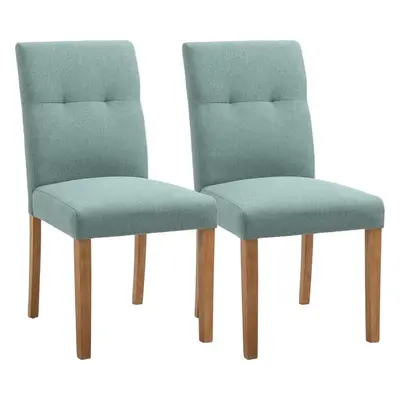 HOMCOM Chaises de salle à manger Chaise de cuisine avec dossier, tissu lin-polyester vert 835-45