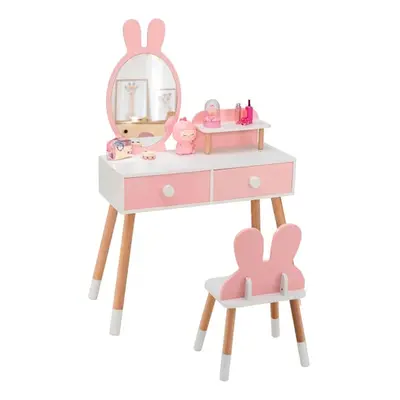 Coast Dressing Table Set - Incl. Tabouret et Miroir - 78 cm x 37 cm x 110 cm - Rose