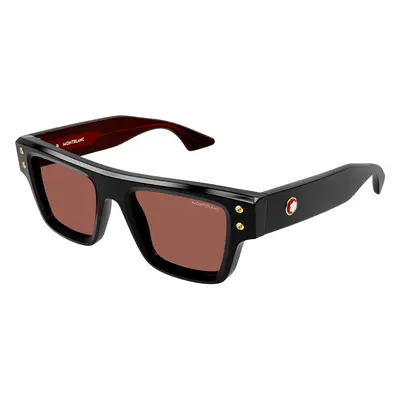 Montblanc Homme MB0253S Lunettes de soleil Acétate Noir Marron Carré