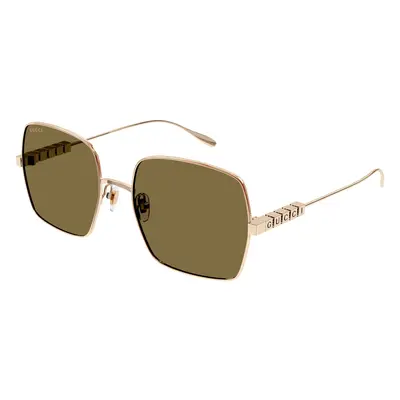 Gucci Femme GG1434S Lunettes de soleil Métal Or Marron Carré Normale