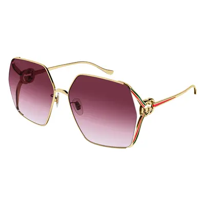 Gucci Femme GG1322SA Lunettes de soleil Métal Or Rouge Carré Normale Ombré