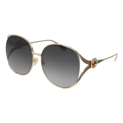 Gucci Femme GG0225S Lunettes de soleil Métal Or Gris Ronde Normale