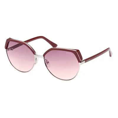 Guess Femme GU7872 69Z Lunettes de soleil Métal Bordeaux Rouge Géométrique Miroir Ombré