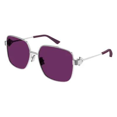 Bottega Veneta Femme BV1199S Lunettes de soleil Métal Argent Violet Carré Normale