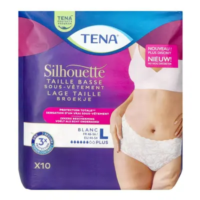 TENA Silhouette Plus Culottes fuite urinaire Taille Basse L Couleur Blanc Culotte D'Incontinence