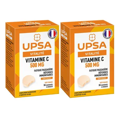 Vitamine C UPSA 500 mg - 30 comprimés à croquer Adulte & Enfant dès 10 ans Complément alimentair