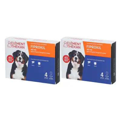 Clement Thekan Anti-Puces Anti-Tiques Chien 40-60kg 4 Pipettes Pipette(S) Unidose(S) 2x4 pc(s)