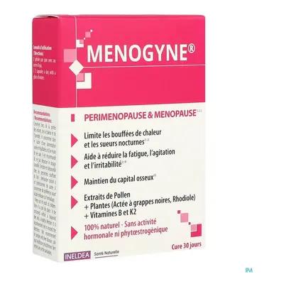 Menogyne, Gélule, complément alimentaire aux extraits de plantes et vitamines, pilulier 60 Capsu