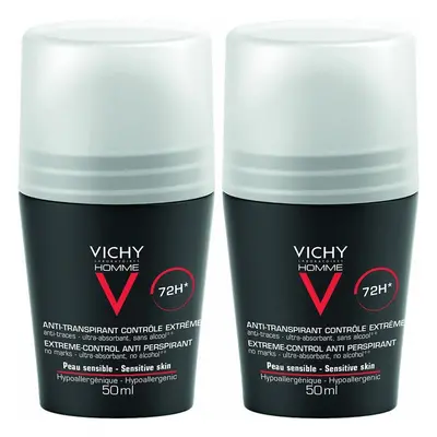 VICHY Homme Déodorant Contrôle Extrême Rouleau 2x50 ml