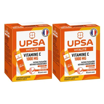 Vitamine C UPSA 1000 mg - 10 sticks Adultes Complément alimentaire sans sucres, goût orange Fati