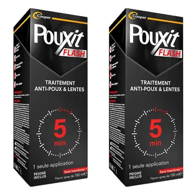 PouXit Flash Traitement Antipoux & Lentes Spray Solution(S) 2x150 ml