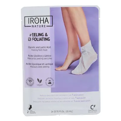 IROHA NATURE Chaussettes de gommage et d'exfoliation à l'acide glycolique 40 ml