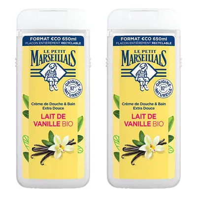 Le Petit Marseillais Crème de Douche Extra Douce Lait De Vanille BIO Gel 2x650 ml