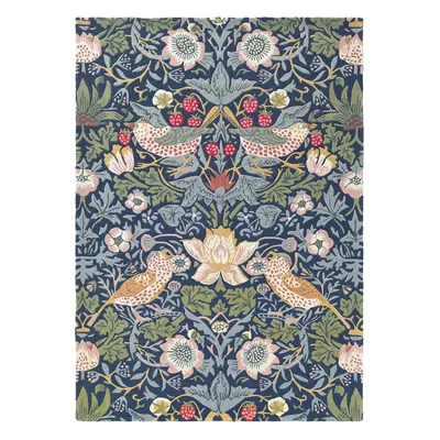 Tapis Morris & Co, Strawberry Thief Indigo 27708 Taille: 140 x 200 cm Couleur: Bleu, Multicouleu